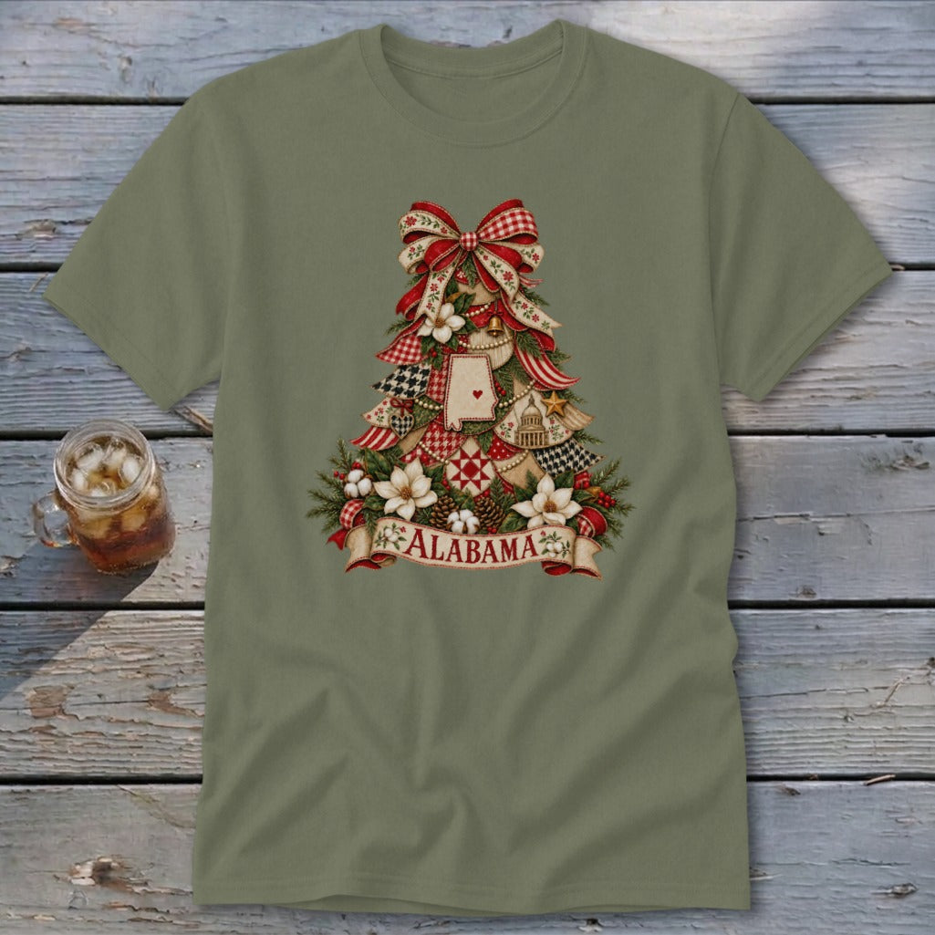 Alabama Faux Patchwork Christmas Tree Classic Tee