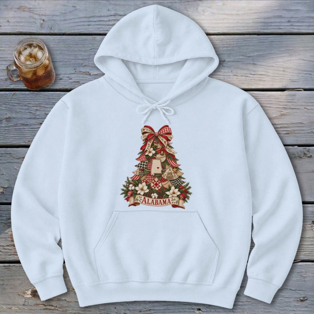 Alabama Faux Patchwork Christmas Tree Hoodie