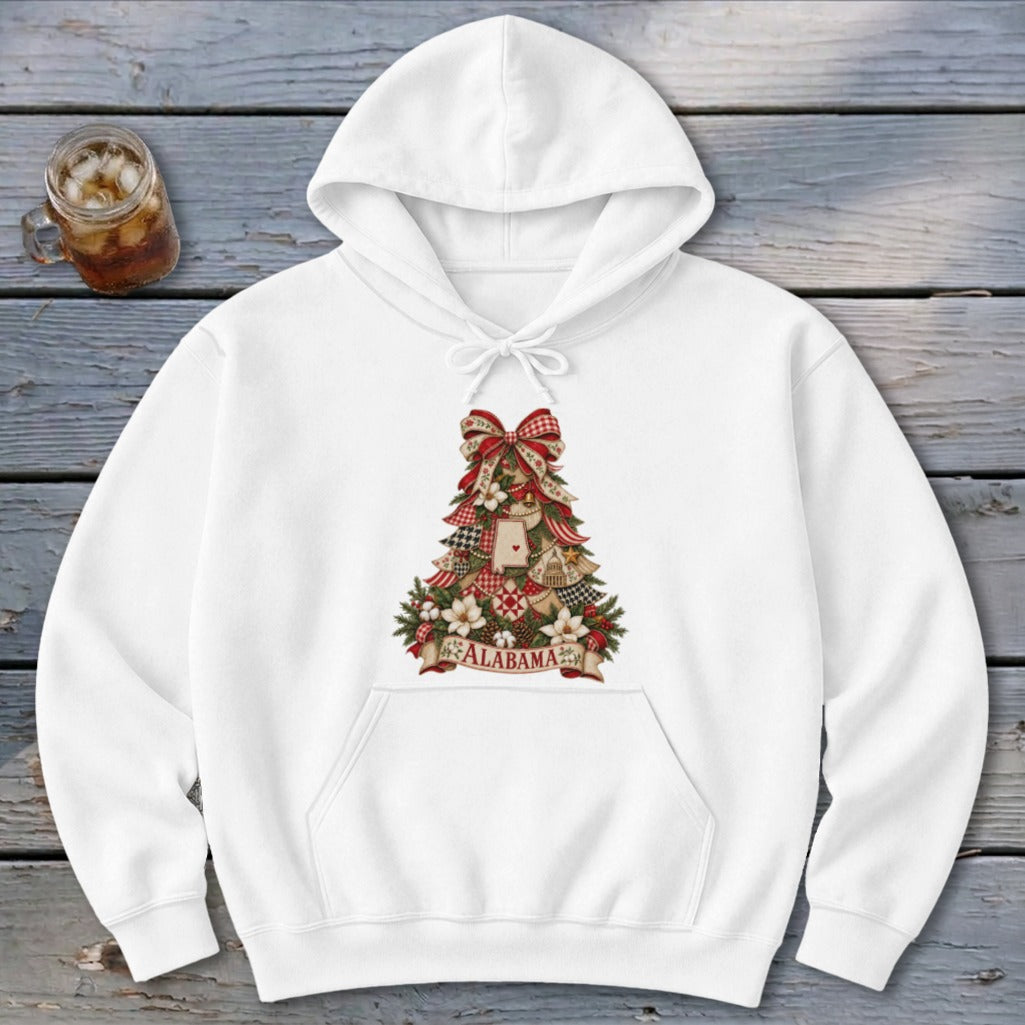Alabama Faux Patchwork Christmas Tree Hoodie