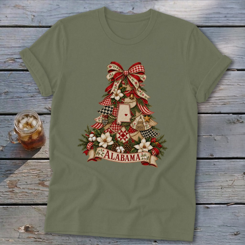 Alabama Faux Patchwork Christmas Tree Softstyle Tee