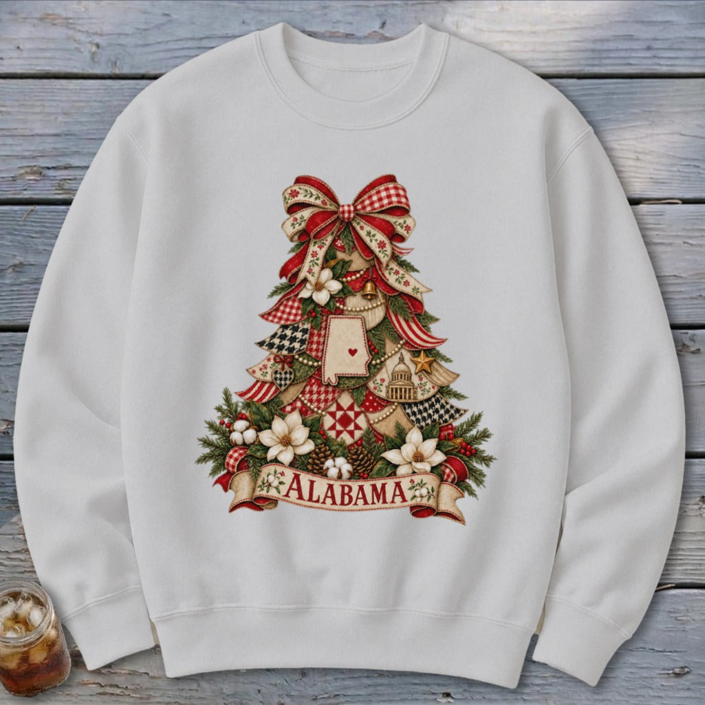 Alabama Faux Patchwork Christmas Tree Sweatshirt