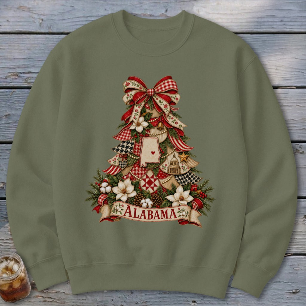 Alabama Faux Patchwork Christmas Tree Sweatshirt