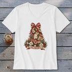 Alabama Faux Patchwork Christmas Tree V-neck