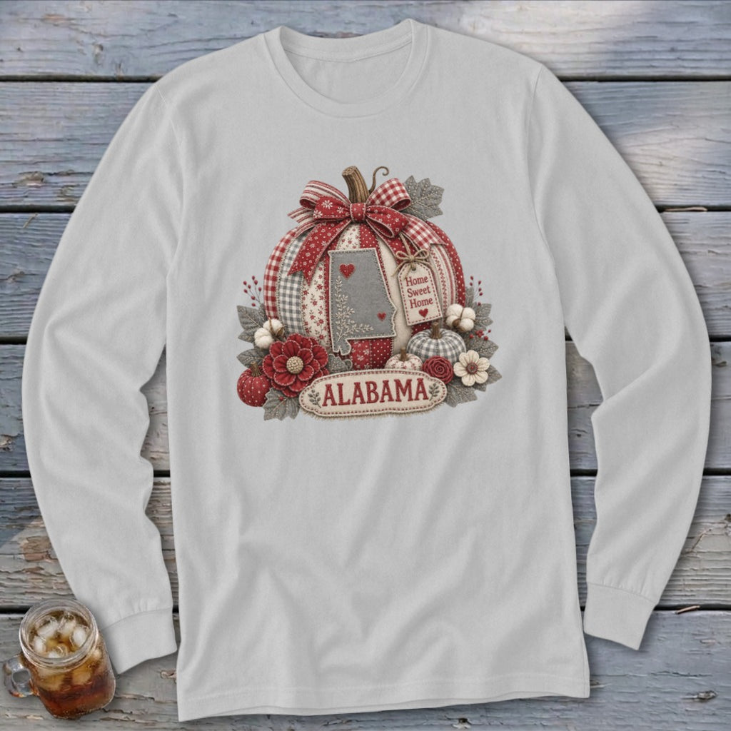 Alabama Faux Patchwork Pumpkin Long Sleeve Tee