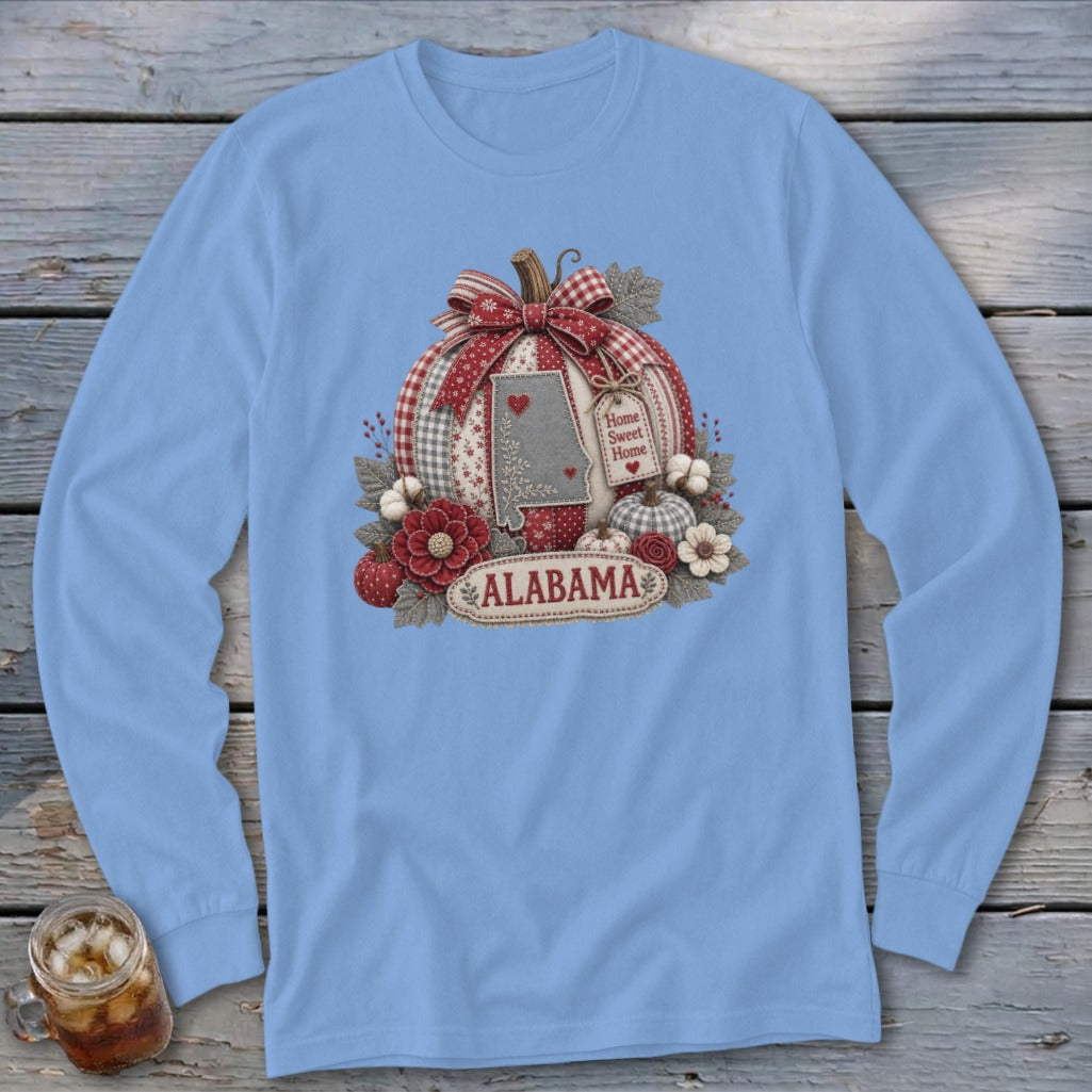 Alabama Faux Patchwork Pumpkin Long Sleeve Tee