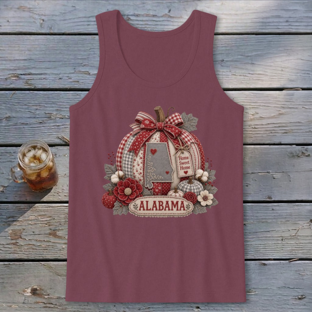 Alabama Faux Patchwork Pumpkin Tank Top