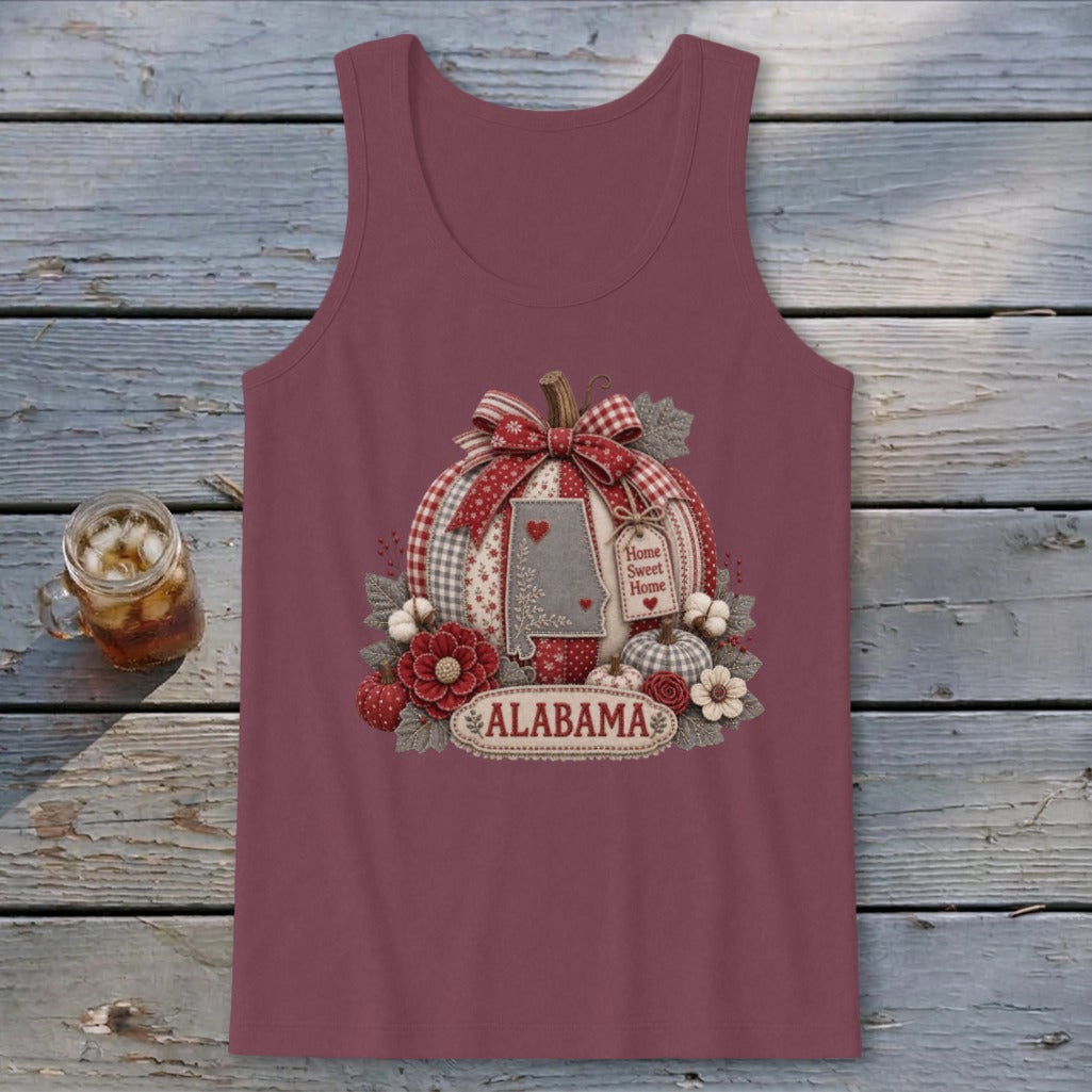 Alabama Faux Patchwork Pumpkin Tank Top