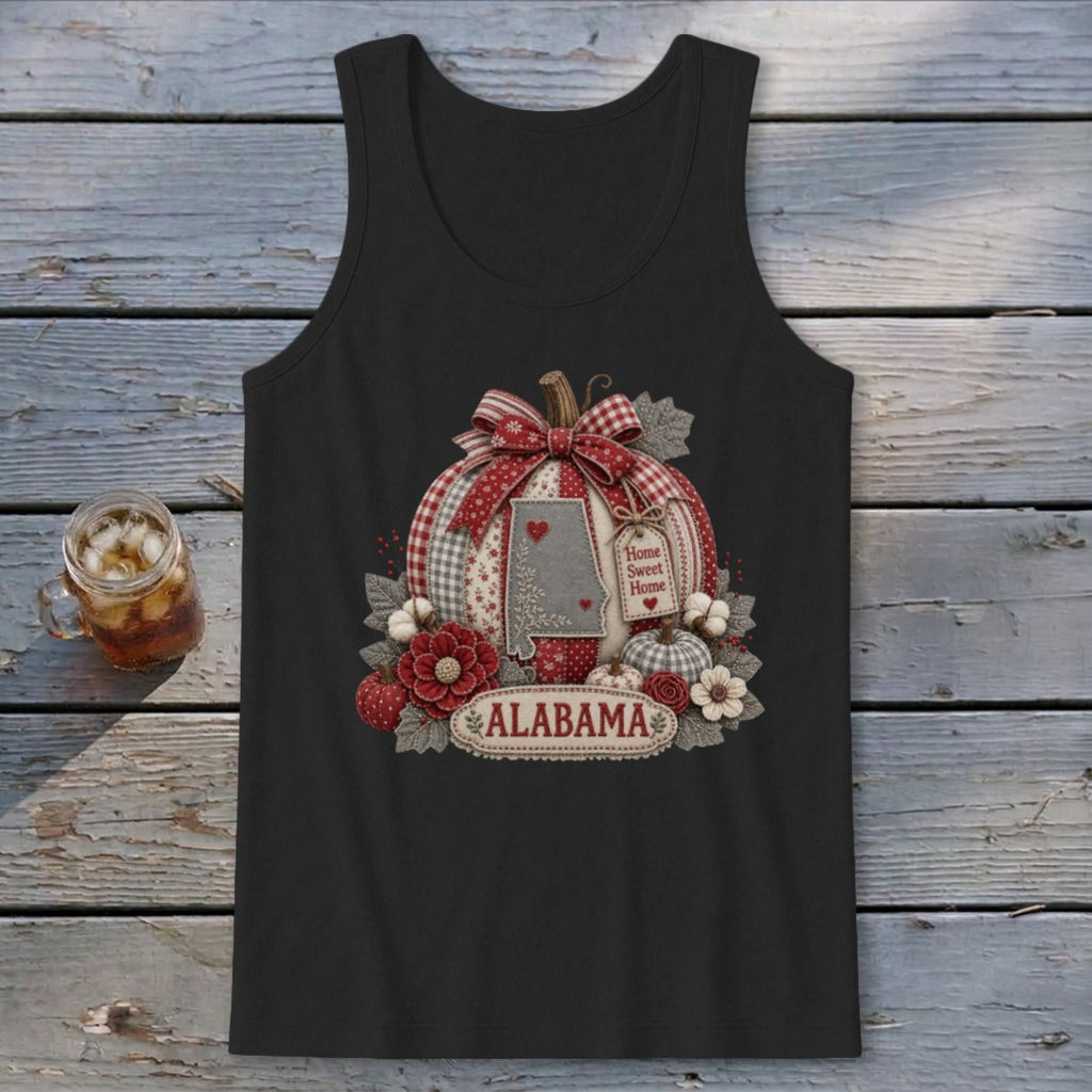 Alabama Faux Patchwork Pumpkin Tank Top