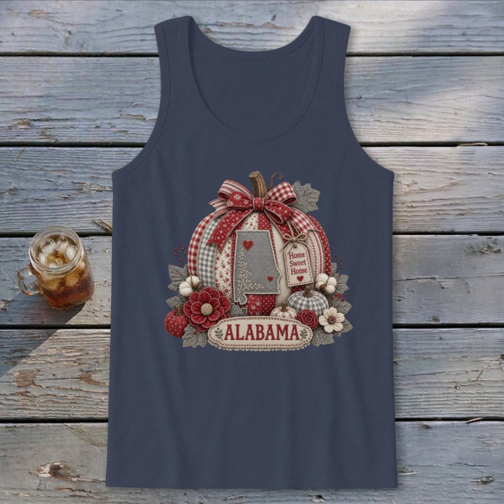 Alabama Faux Patchwork Pumpkin Tank Top