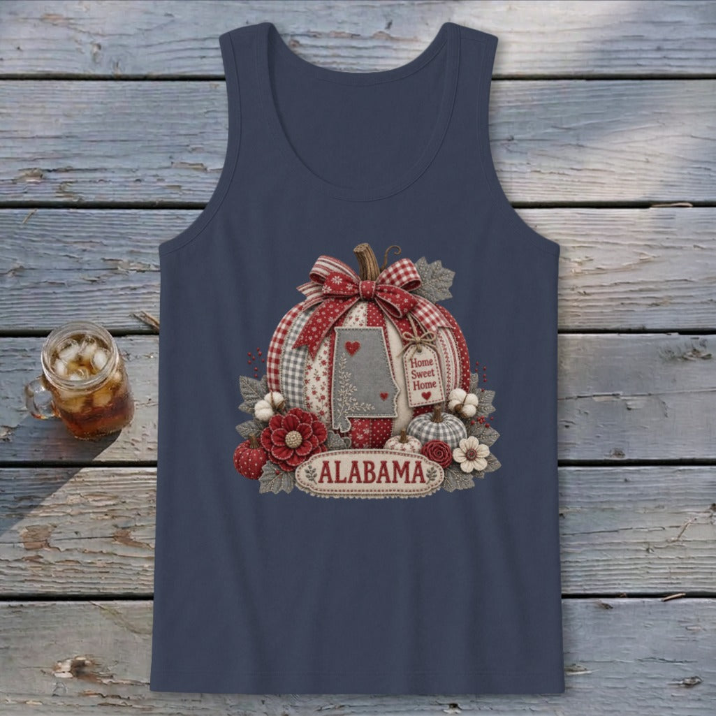 Alabama Faux Patchwork Pumpkin Tank Top