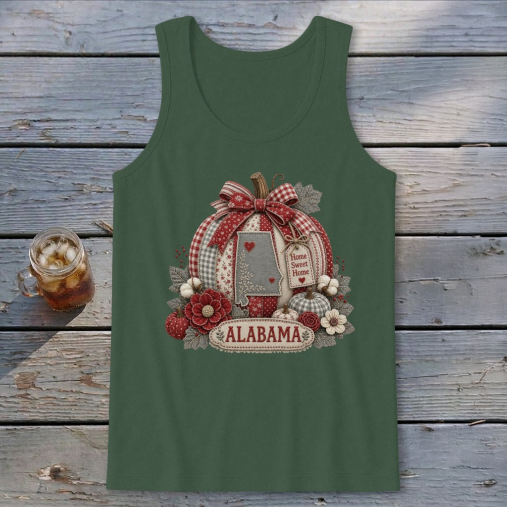 Alabama Faux Patchwork Pumpkin Tank Top