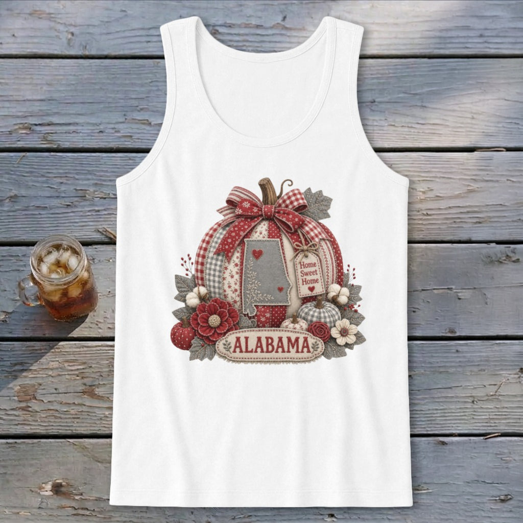 Alabama Faux Patchwork Pumpkin Tank Top