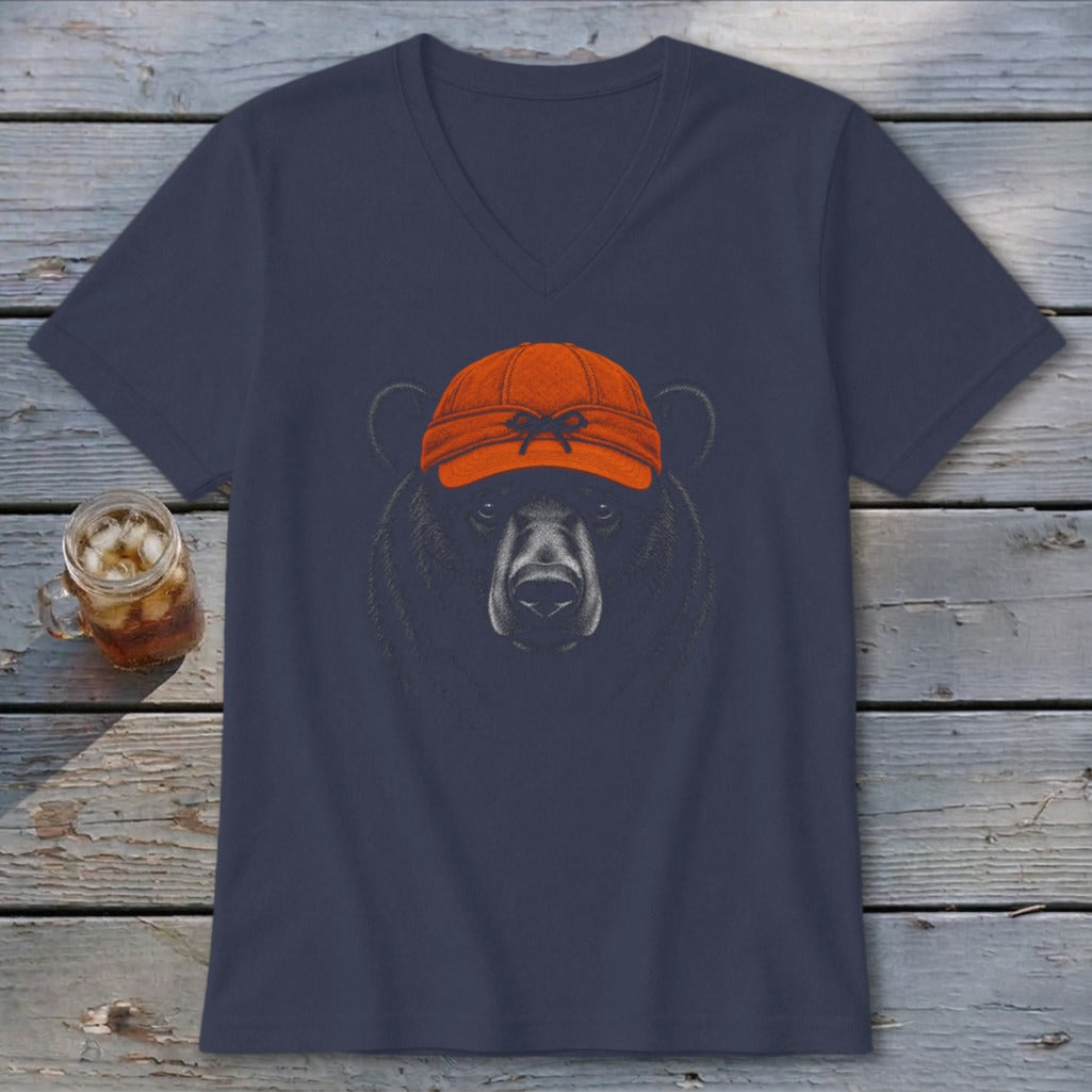 Blaze Orange Bear V-neck