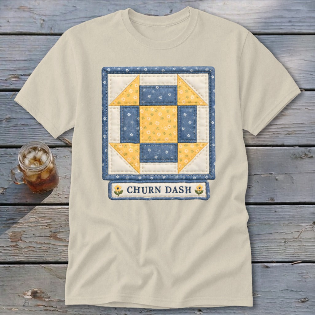 Churn Dash Faux Quilt Block Classic Tee
