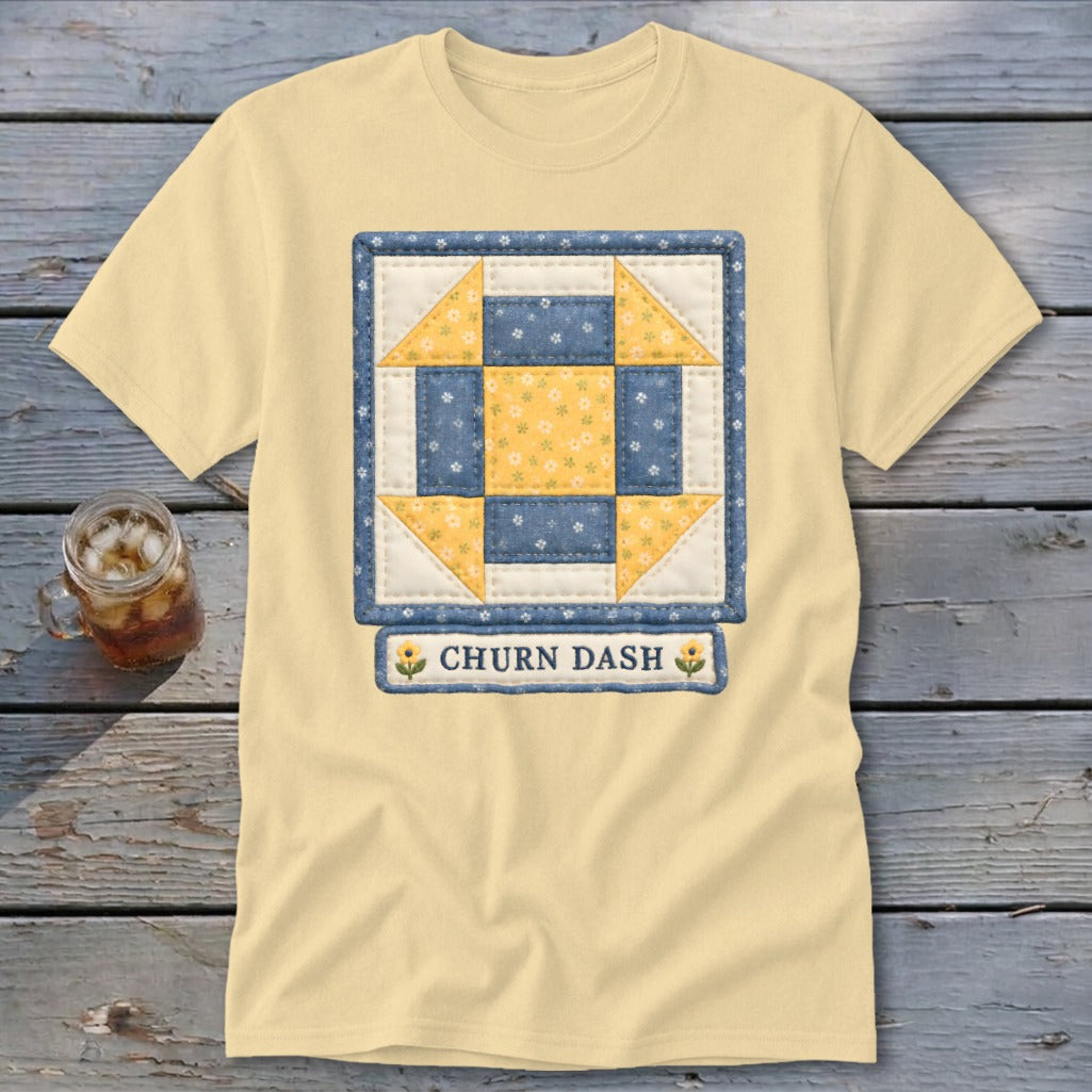 Churn Dash Faux Quilt Block Classic Tee