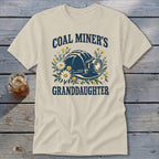 Coal miner's granddaughter t-shirt with helmet, flowers, and text.