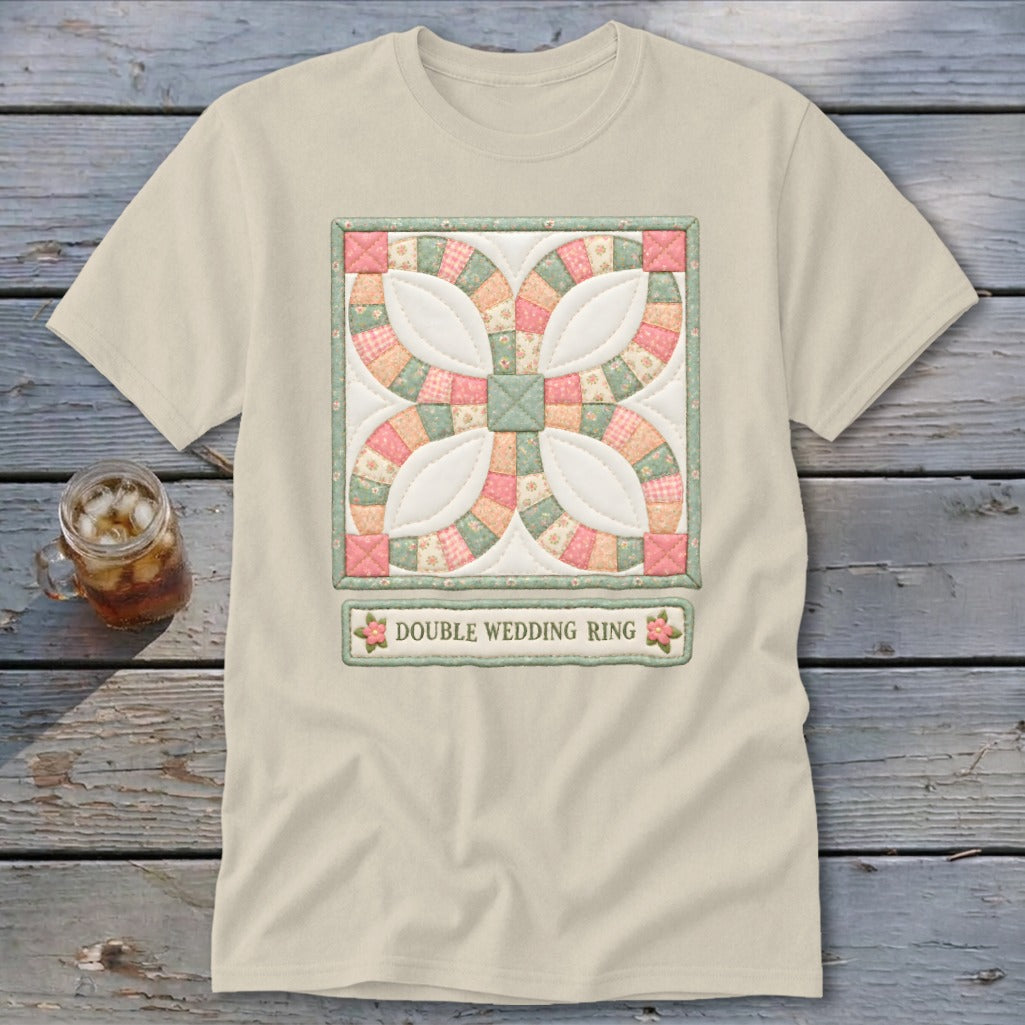 Double Wedding Ring Faux Quilt Block Classic Tee
