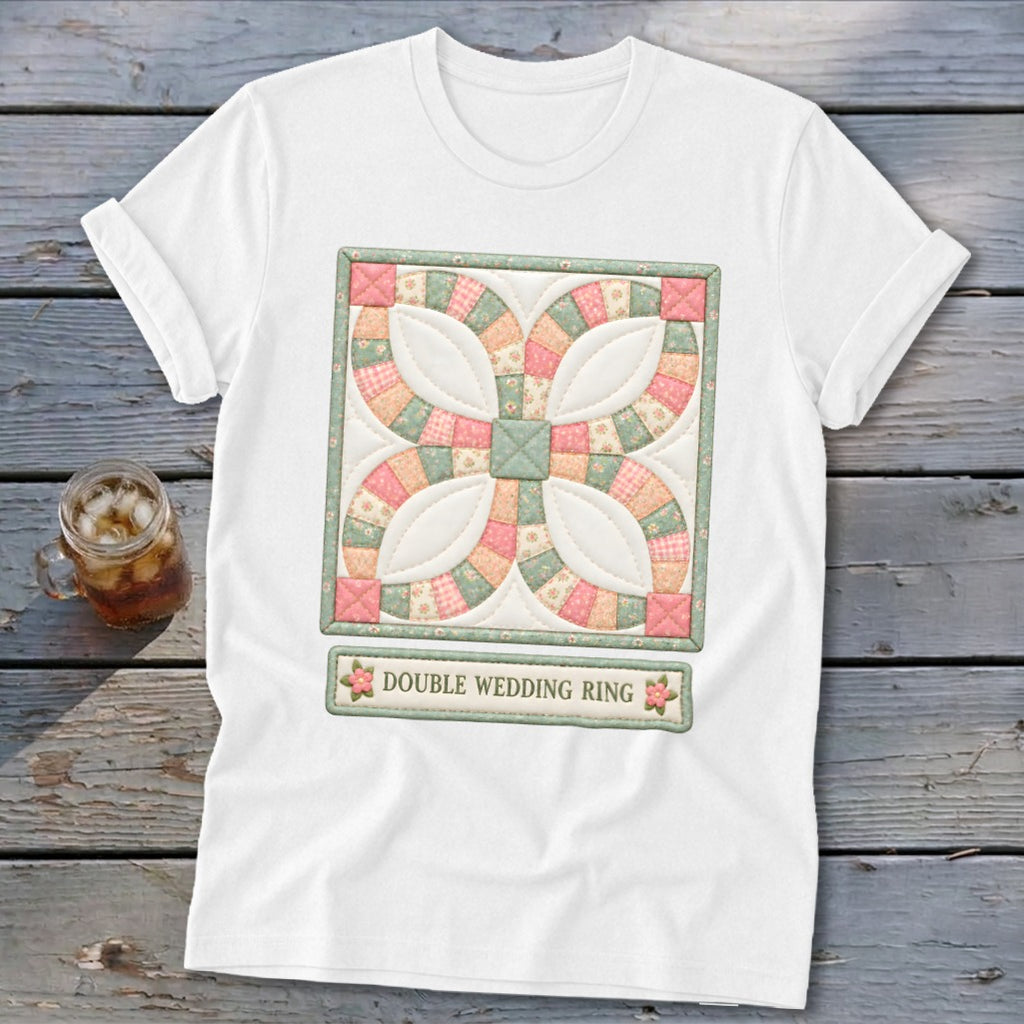 Double Wedding Ring Faux Quilt Block Softstyle Tee