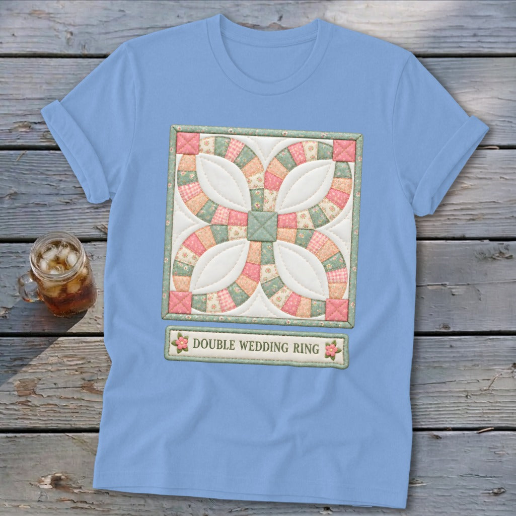 Double Wedding Ring Faux Quilt Block Softstyle Tee