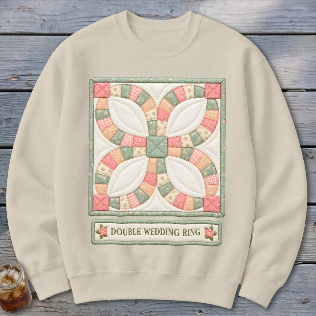 Double Wedding Ring Faux Quilt Block Sweatshirt