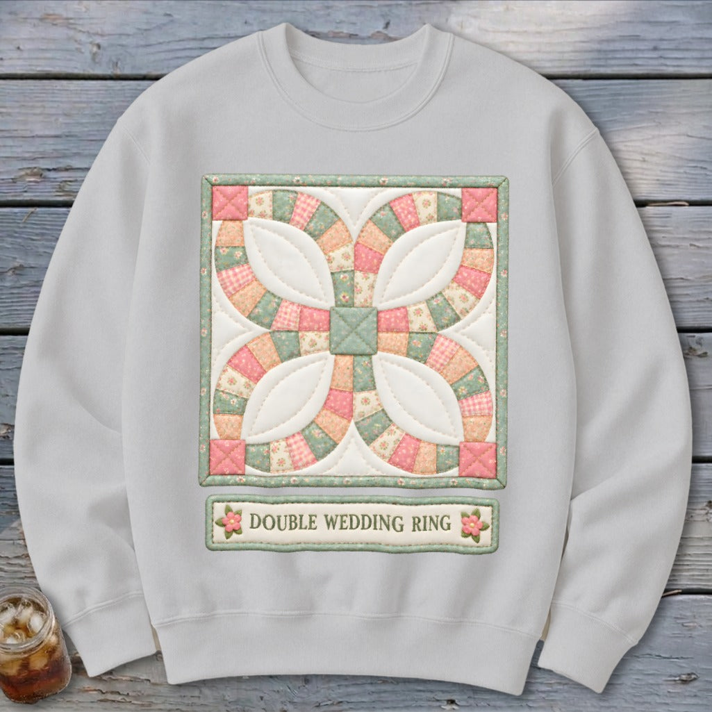 Double Wedding Ring Faux Quilt Block Sweatshirt