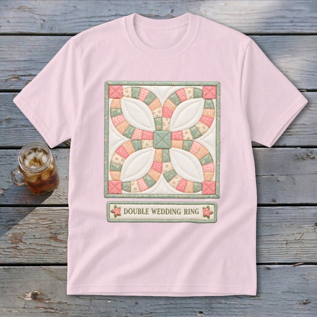 Double Wedding Ring Faux Quilt Block Youth Tee