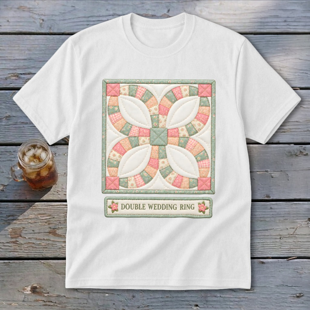 Double Wedding Ring Faux Quilt Block Youth Tee