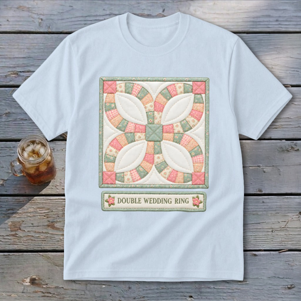 Double Wedding Ring Faux Quilt Block Youth Tee