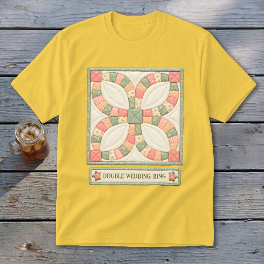 Double Wedding Ring Faux Quilt Block Youth Tee