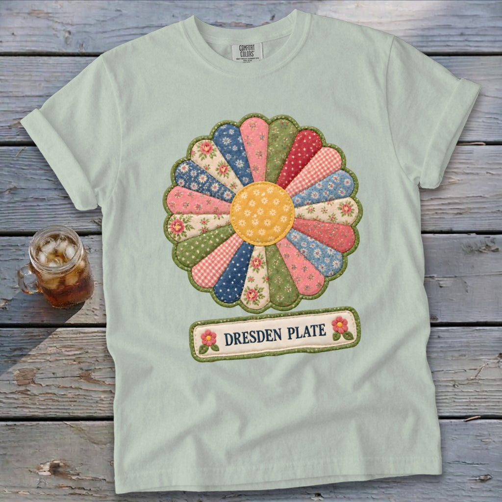 Dresden Plate Faux Quilt Block Signature Tee