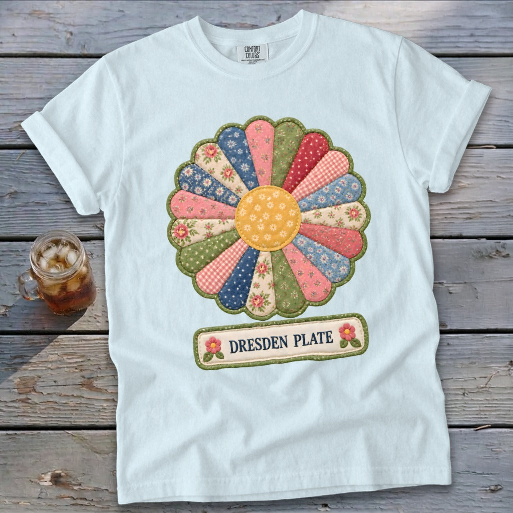 Dresden Plate Faux Quilt Block Signature Tee