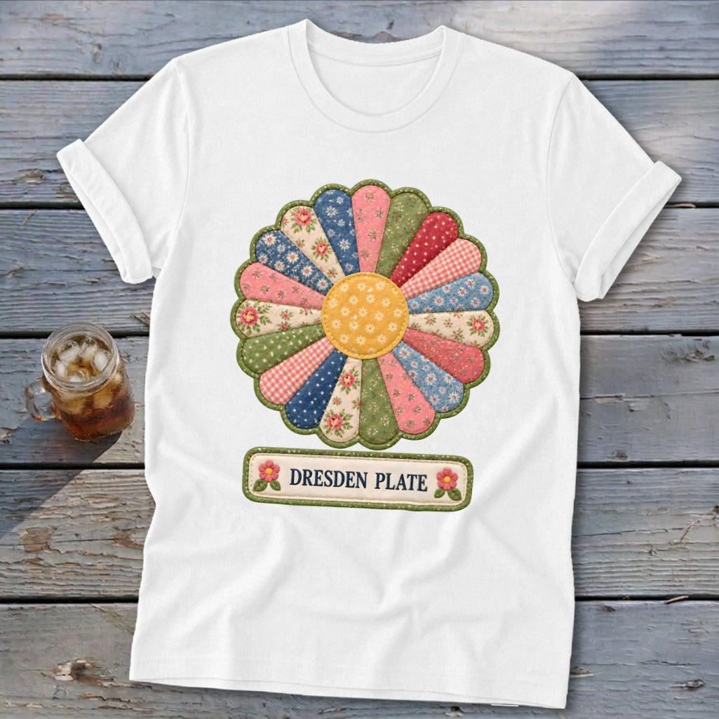 Dresden Plate Faux Quilt Block Softstyle Tee