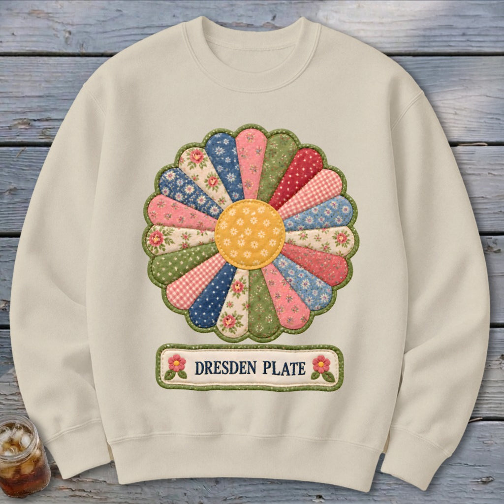 Dresden Plate Faux Quilt Block Sweatshirt