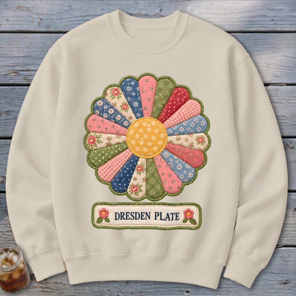 Dresden Plate Faux Quilt Block Sweatshirt