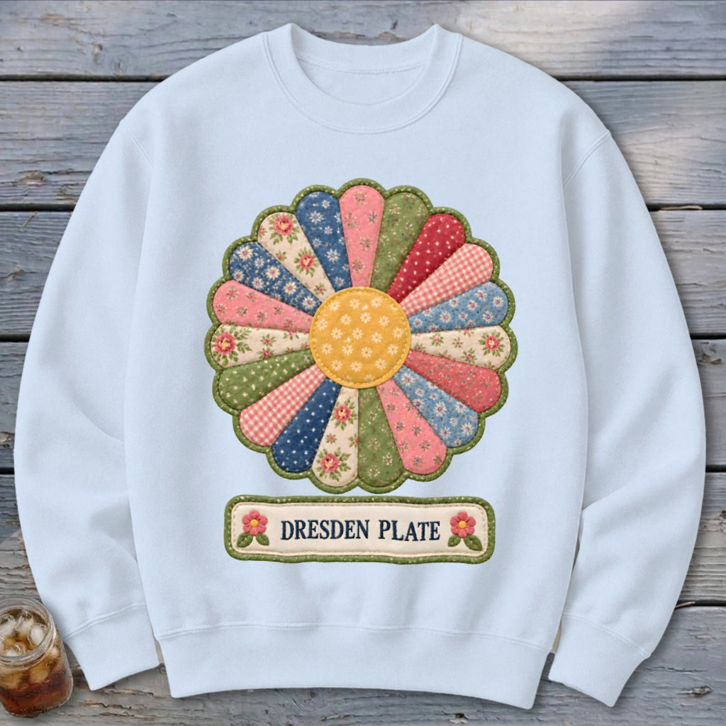Dresden Plate Faux Quilt Block Sweatshirt