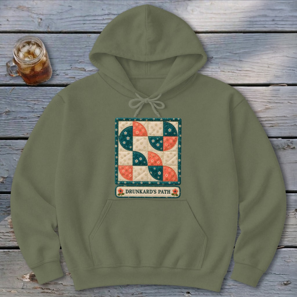 Drunkard's Path Faux Quilt Block Hoodie