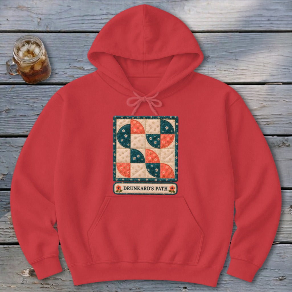 Drunkard's Path Faux Quilt Block Hoodie