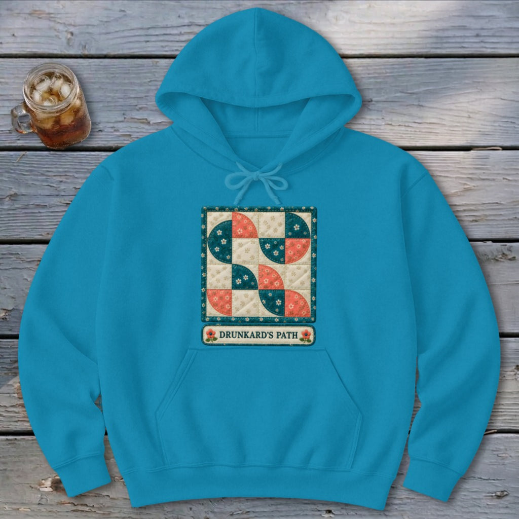 Drunkard's Path Faux Quilt Block Hoodie