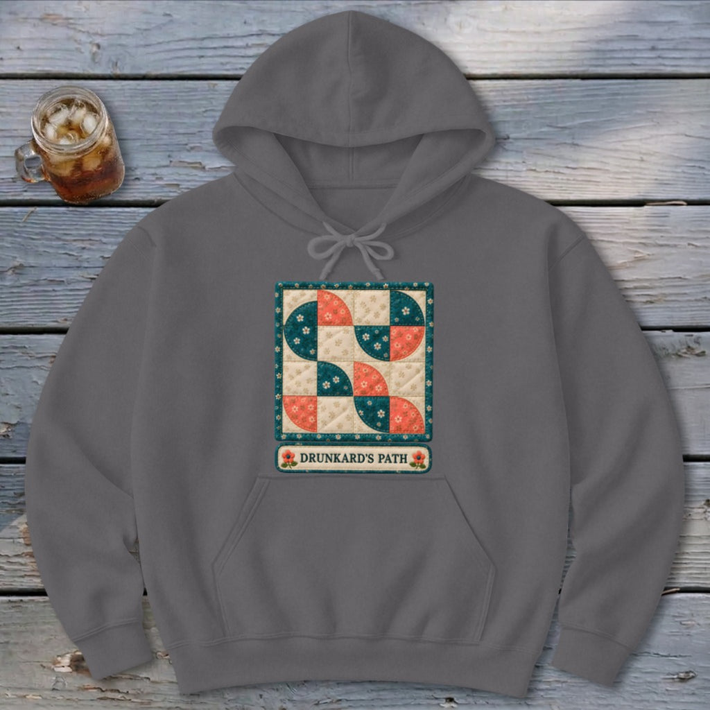 Drunkard's Path Faux Quilt Block Hoodie