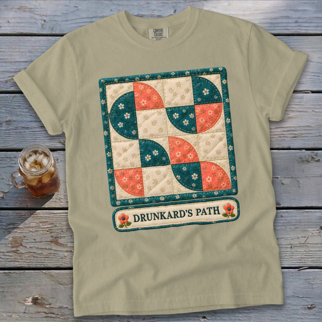 Drunkard's Path Faux Quilt Block Signature Tee