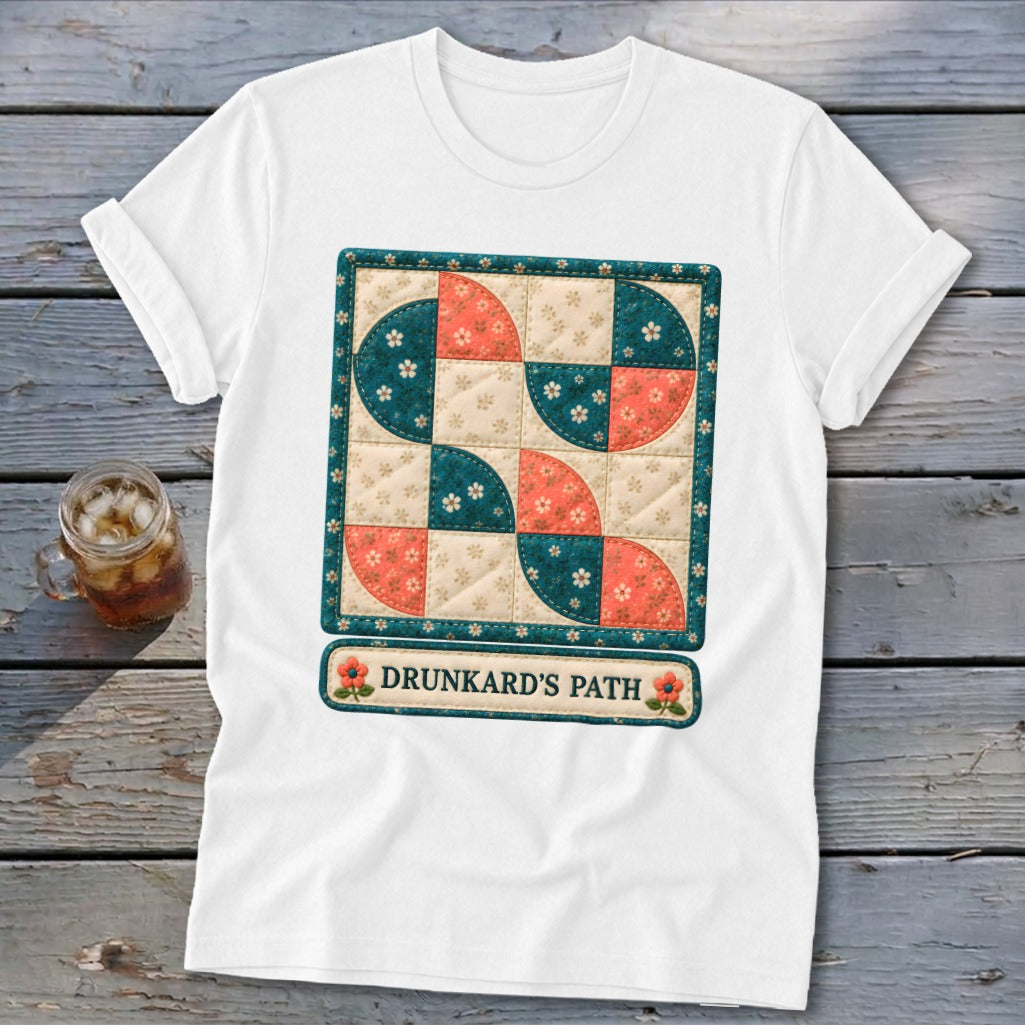 Drunkard's Path Faux Quilt Block Softstyle Tee