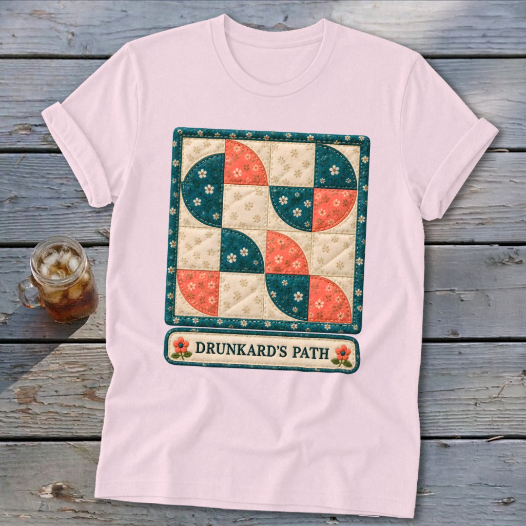Drunkard's Path Faux Quilt Block Softstyle Tee