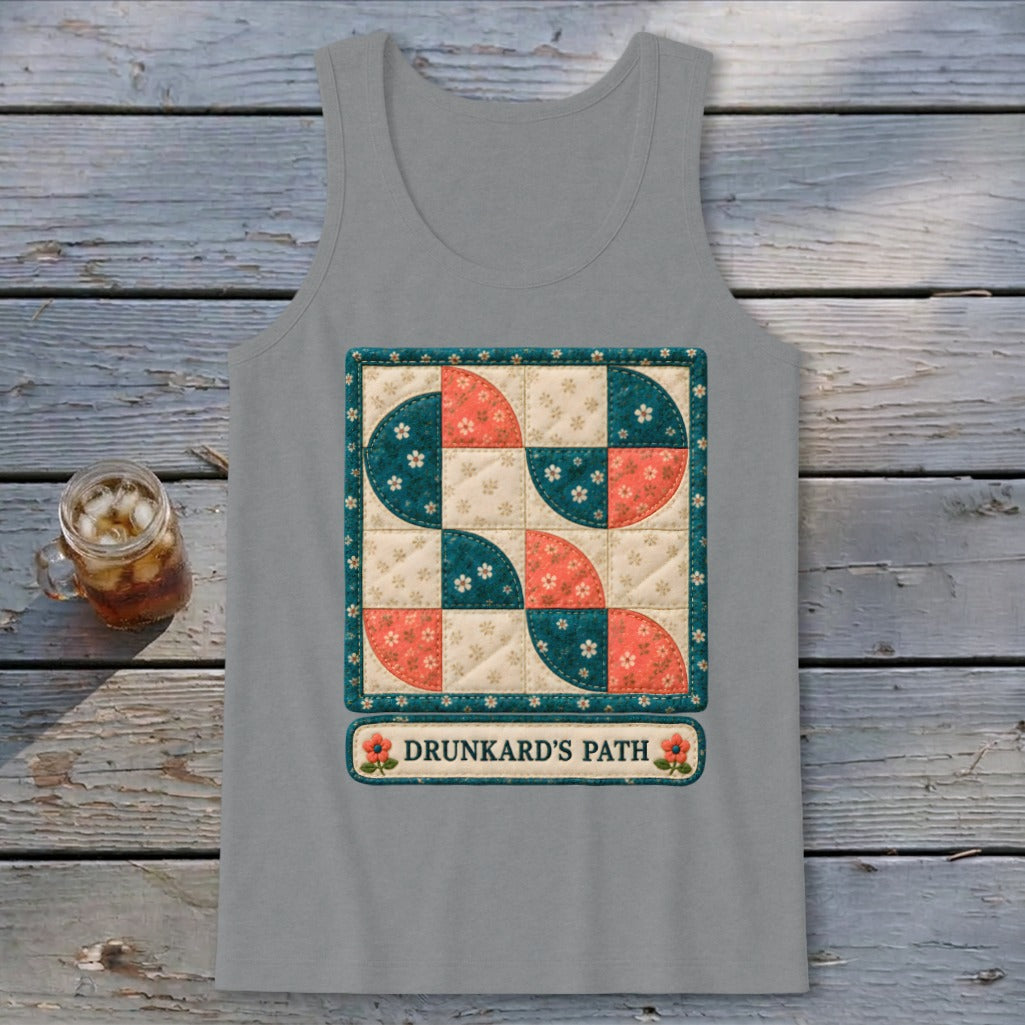 Drunkard's Path Faux Quilt Block Tank Top