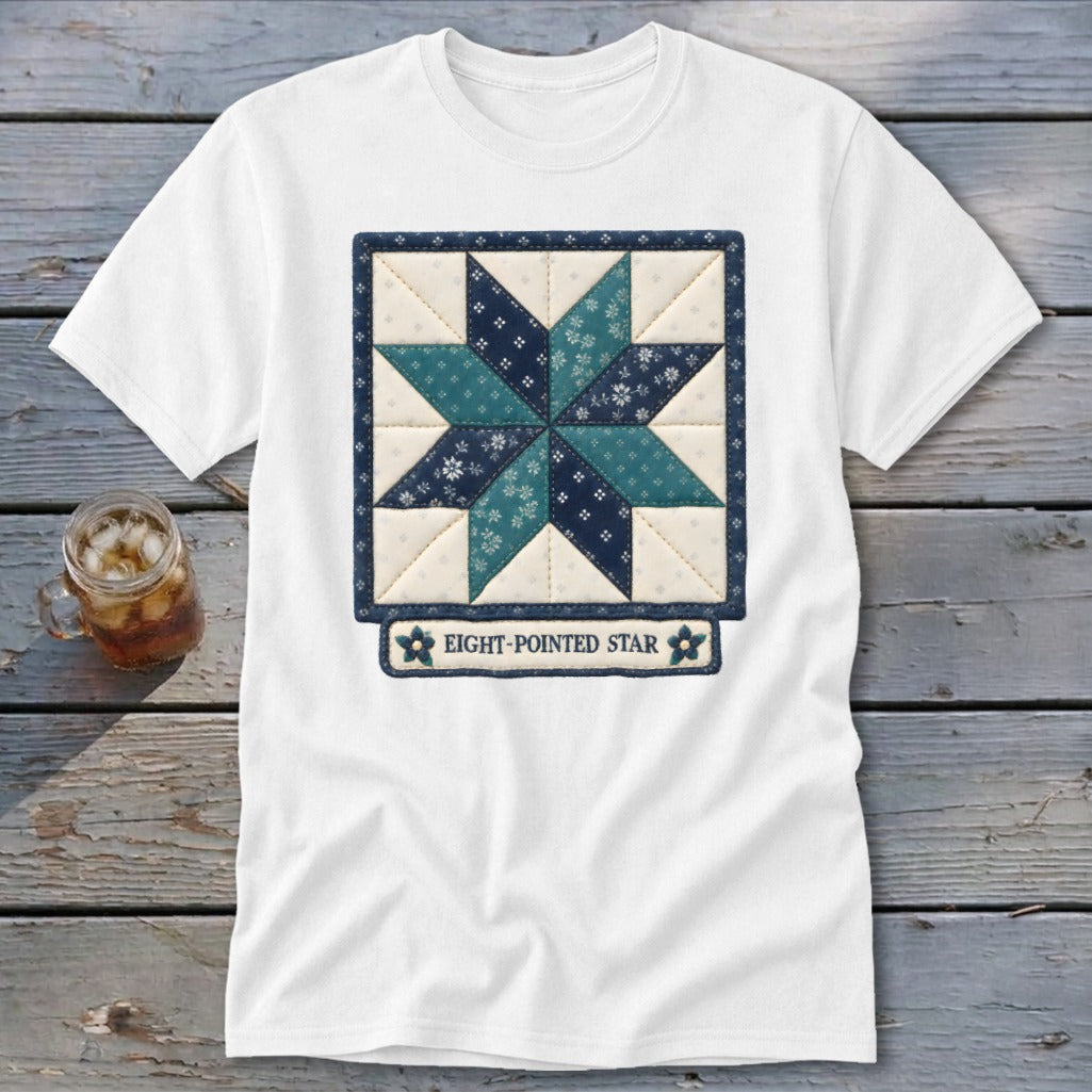Eight-Pointed Star Faux Quilt Block Classic Tee