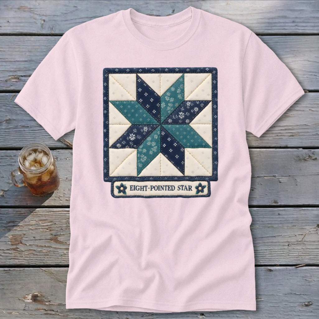 Eight-Pointed Star Faux Quilt Block Classic Tee