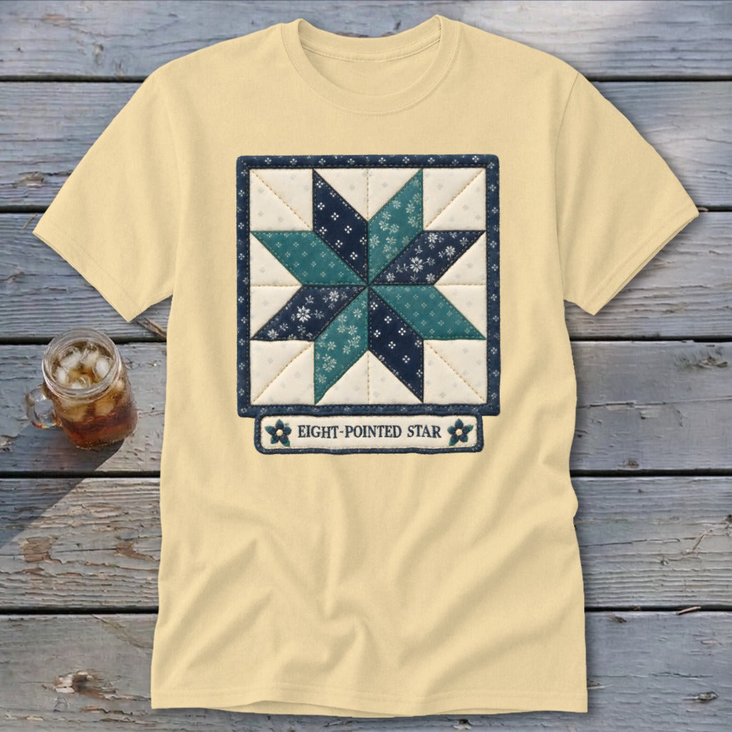 Eight-Pointed Star Faux Quilt Block Classic Tee