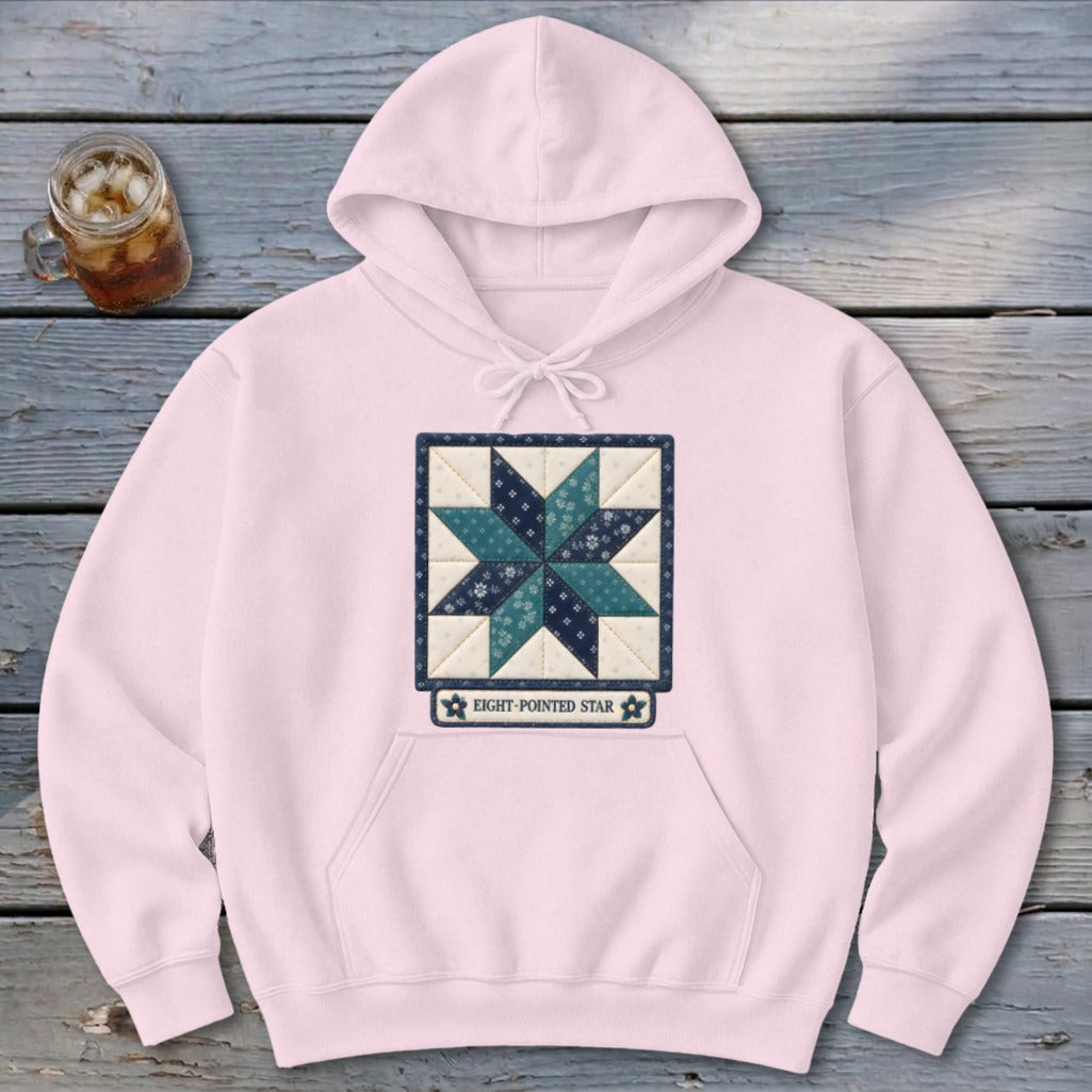 Eight-Pointed Star Faux Quilt Block Hoodie