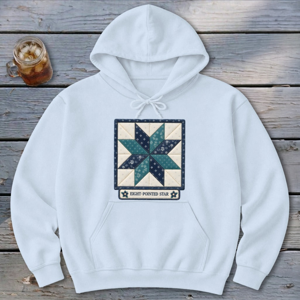 Eight-Pointed Star Faux Quilt Block Hoodie