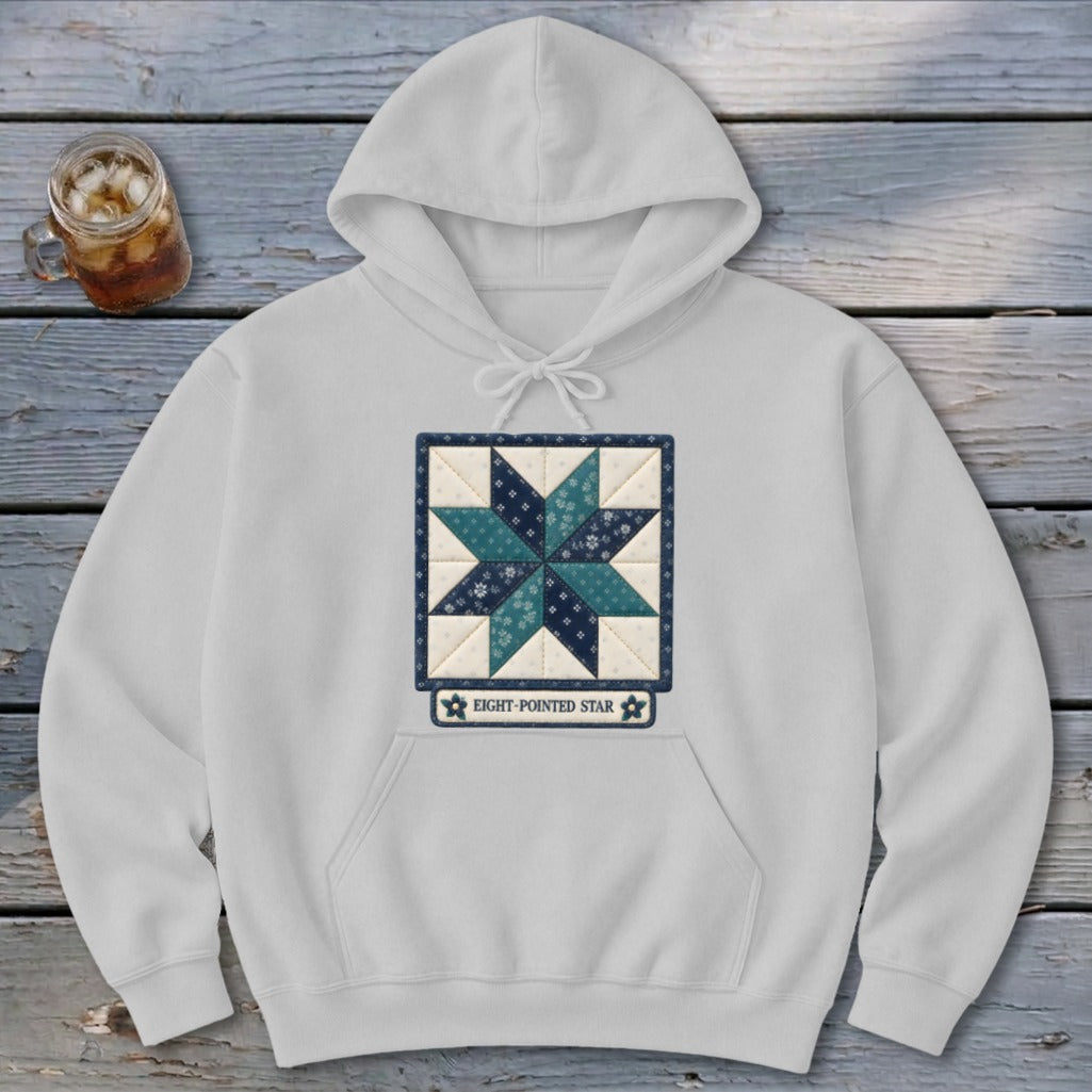 Eight-Pointed Star Faux Quilt Block Hoodie