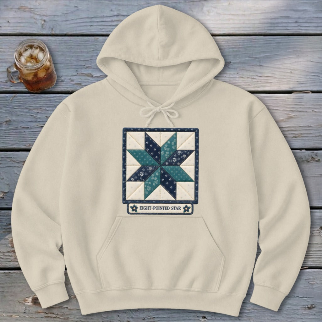 Eight-Pointed Star Faux Quilt Block Hoodie